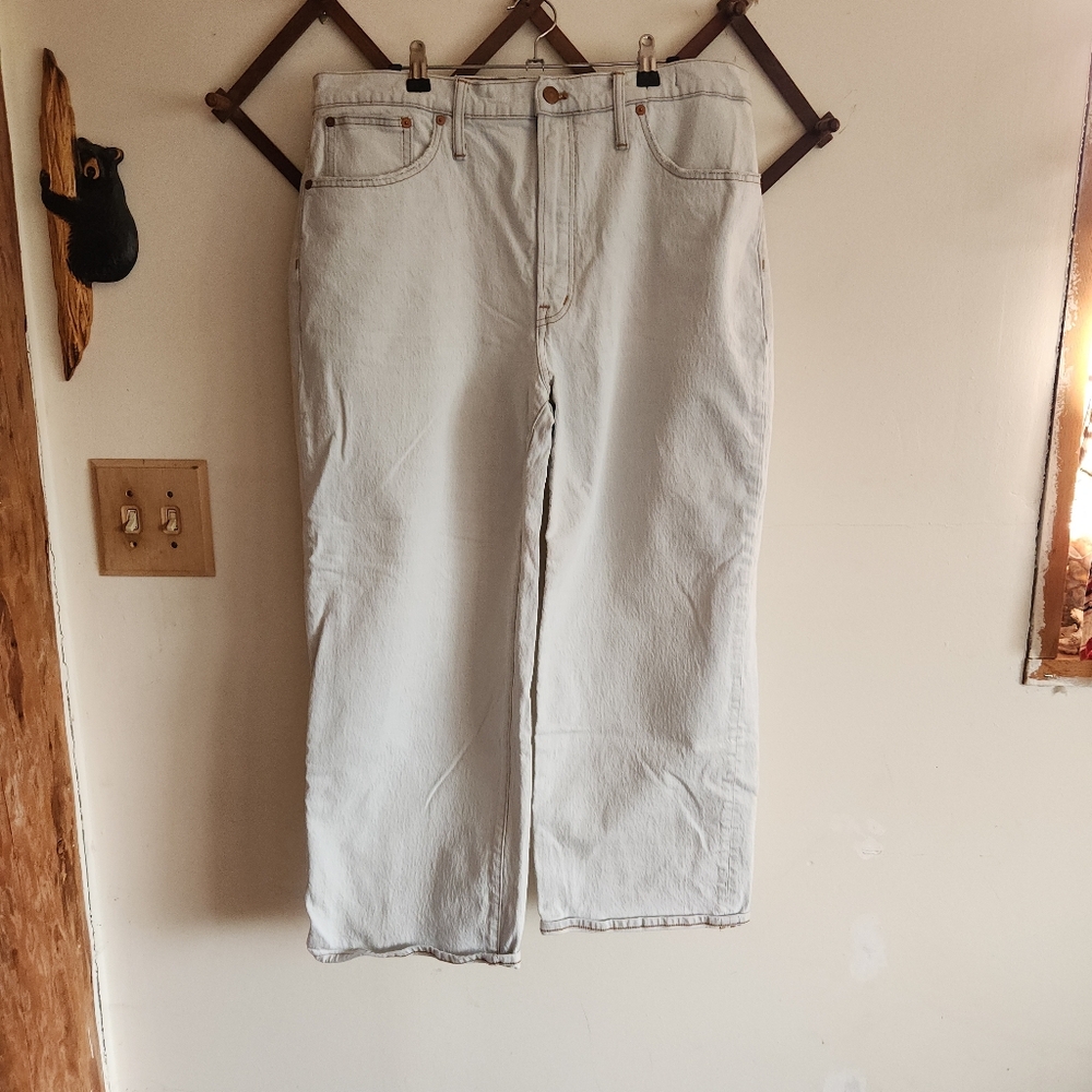 Madewell The Perfect Vintage Wide Leg Crop Light Blue Stretch 32